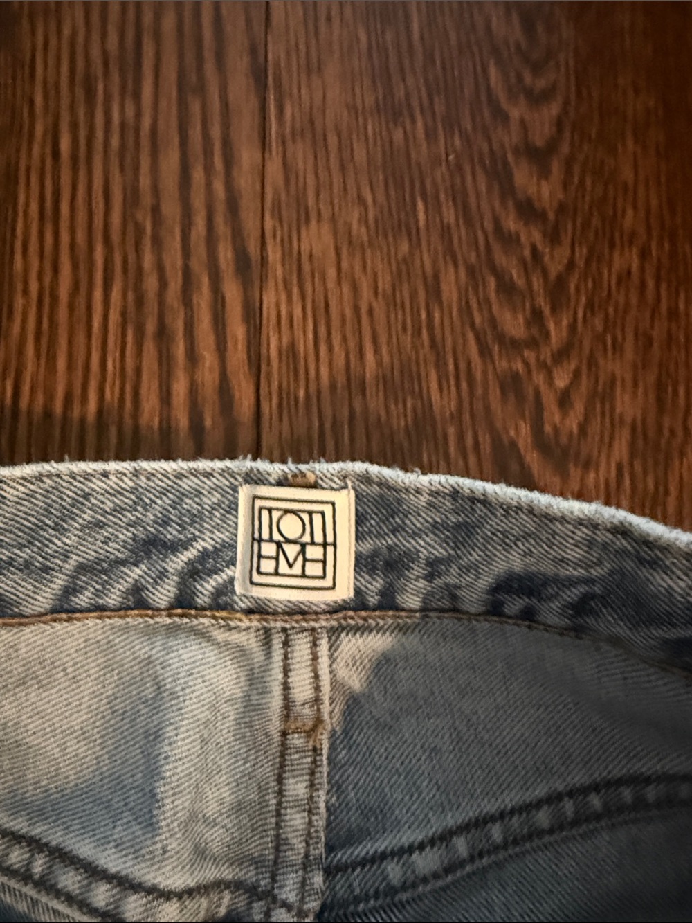 Toteme Light Blue Straight Leg Jeans with Raw Hem - Picture 2 of 4